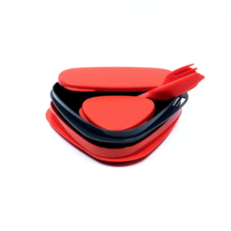 ست ظروف ۸ تکه لایف کمپ Life Camp مدل مثلثی LunchKit قرمز-طوسی